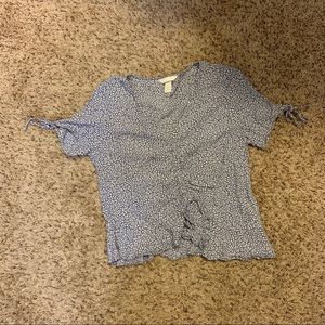 Blue and white floral top